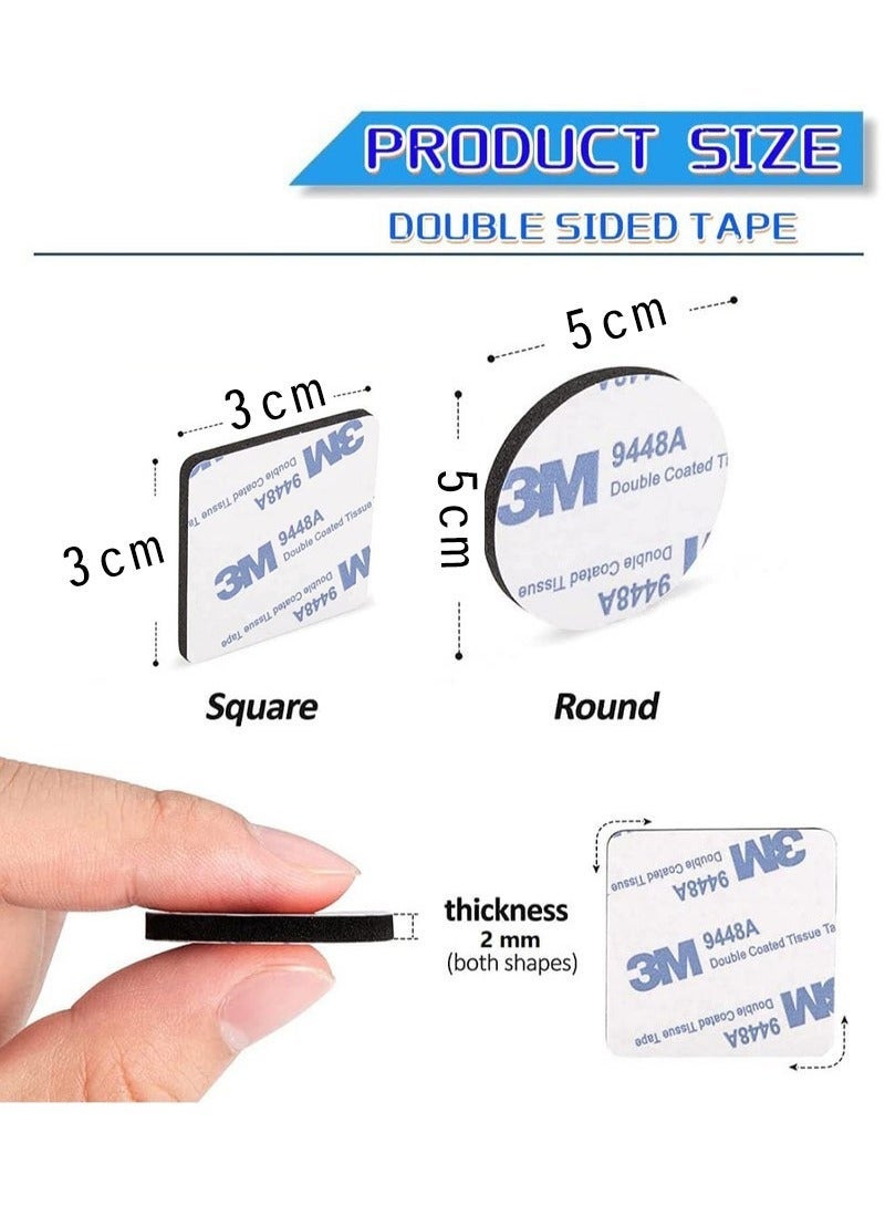 ثري ام 100 قطعة من شريط لاصق قوي من الفوم شديد التحمل مزدوج الجوانب لحمل الصور والضوء والخطاطيف والمربعة والمستدير,مربع 30×30 مم ومستدير 50×50 مم - Image 2